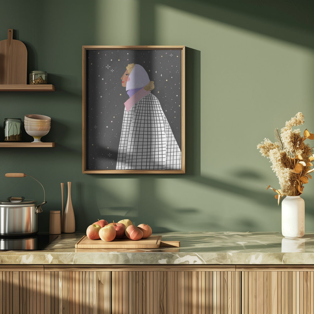 The Lady with the stars - Stretched Canvas, Poster or Fine Art Print I Heart Wall Art