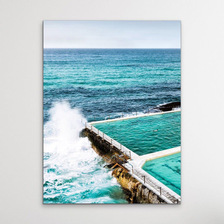 The Last Swimmer at Bondi - Coastal Beach Pool Photographic Canvas or Art Print - I Heart Wall Art