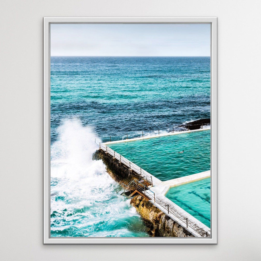 The Last Swimmer at Bondi - Coastal Beach Pool Photographic Canvas or Art Print - I Heart Wall Art