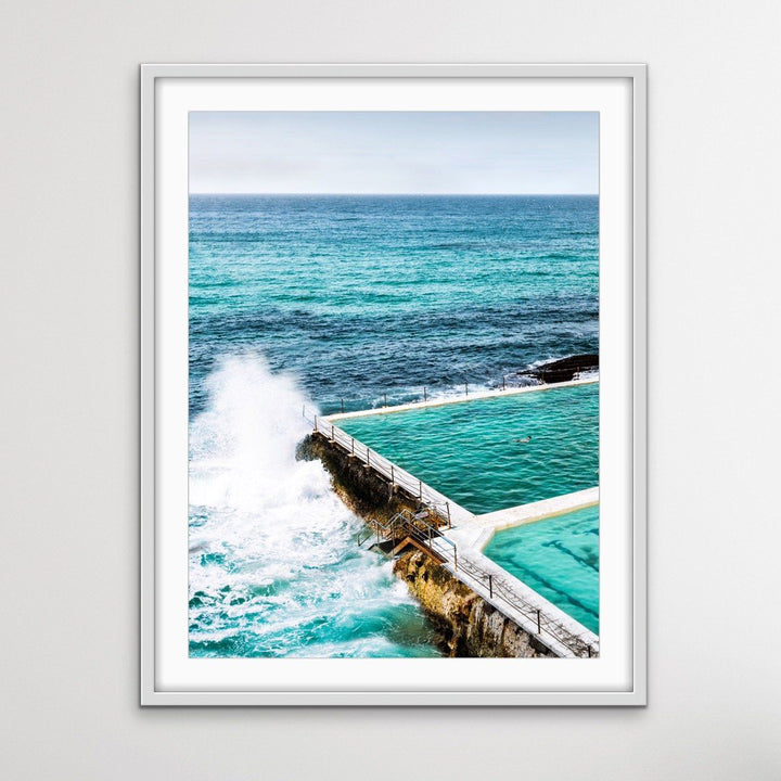 The Last Swimmer at Bondi - Coastal Beach Pool Photographic Canvas or Art Print - I Heart Wall Art
