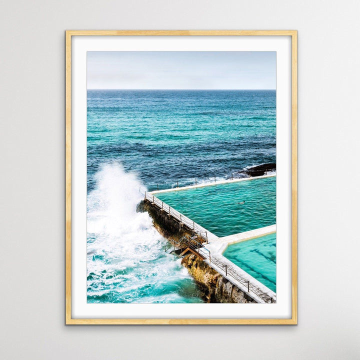 The Last Swimmer at Bondi - Coastal Beach Pool Photographic Canvas or Art Print - I Heart Wall Art