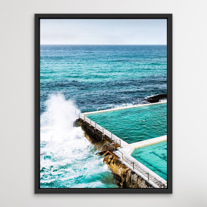 The Last Swimmer at Bondi - Coastal Beach Pool Photographic Canvas or Art Print - I Heart Wall Art