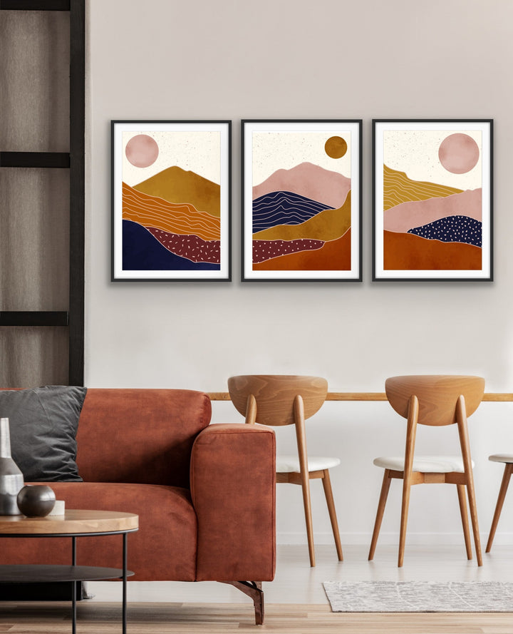 The Layers Of Earth - Abstract Boho Three Piece Print Set Triptych - I Heart Wall Art