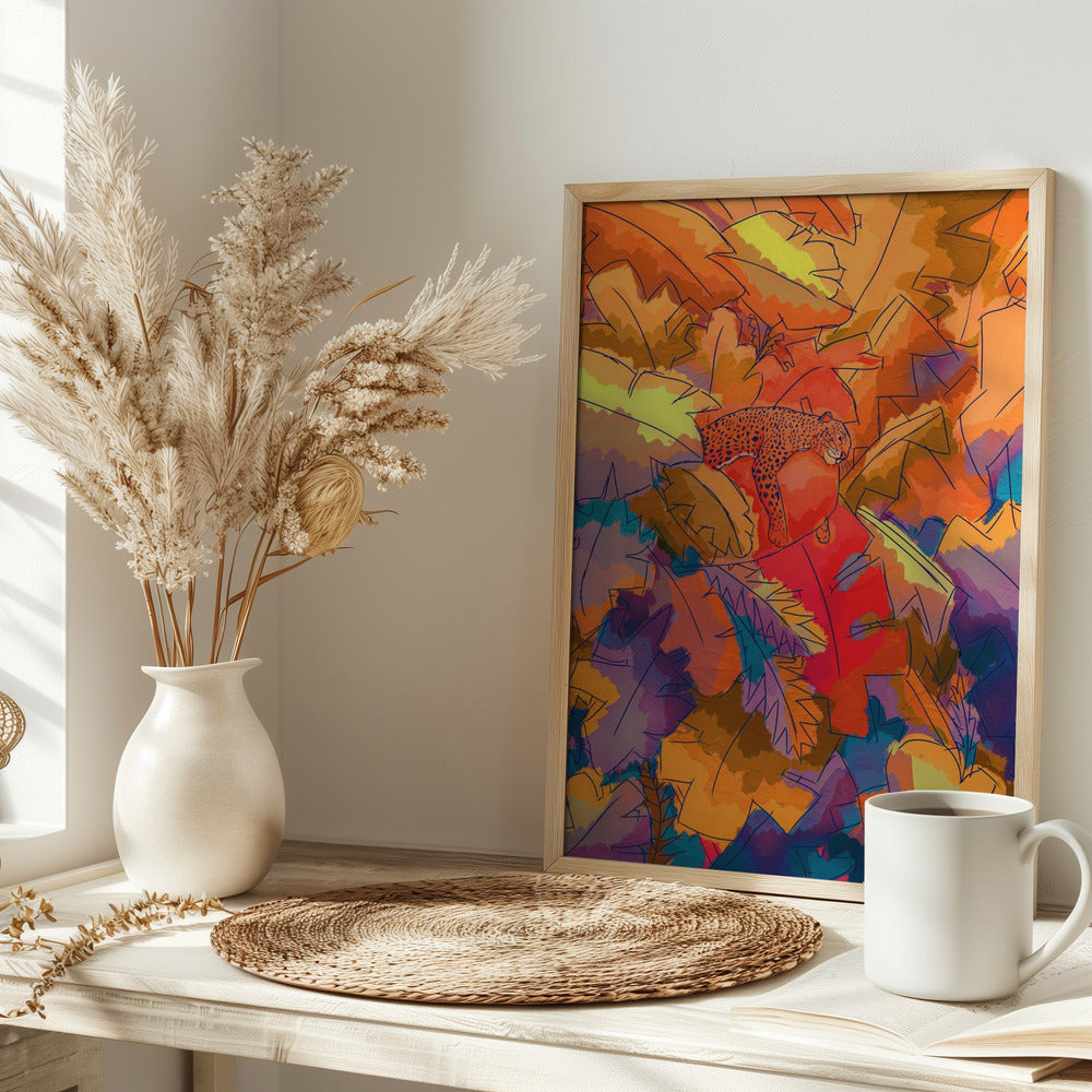 The Lazy Jungle Cat - Stretched Canvas, Poster or Fine Art Print I Heart Wall Art