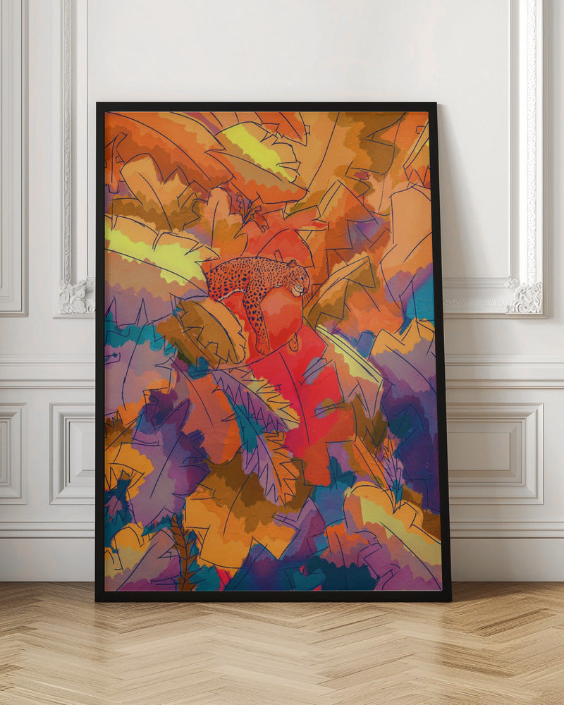 The Lazy Jungle Cat - Stretched Canvas, Poster or Fine Art Print I Heart Wall Art