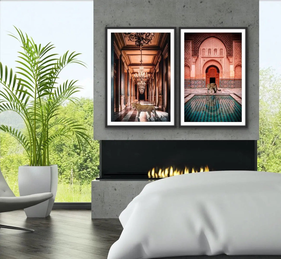 The Luxury Leopard Pair - Two Leopard Prints In Luxury Settings I Heart Wall Art Australia 