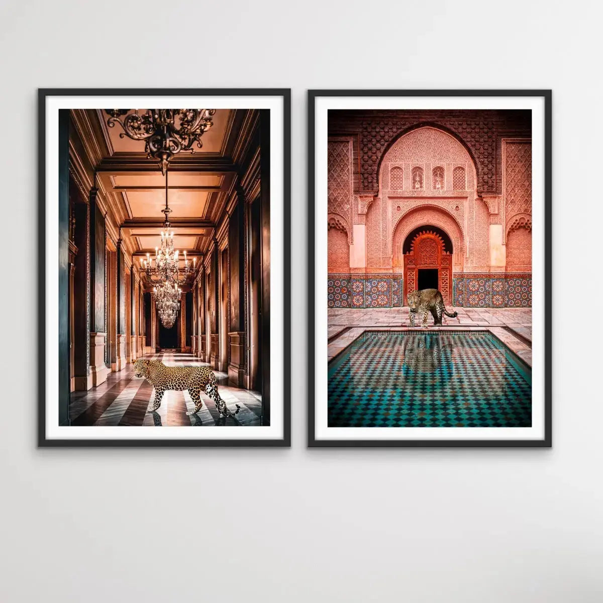 The Luxury Leopard Pair - Two Leopard Prints In Luxury Settings I Heart Wall Art Australia 