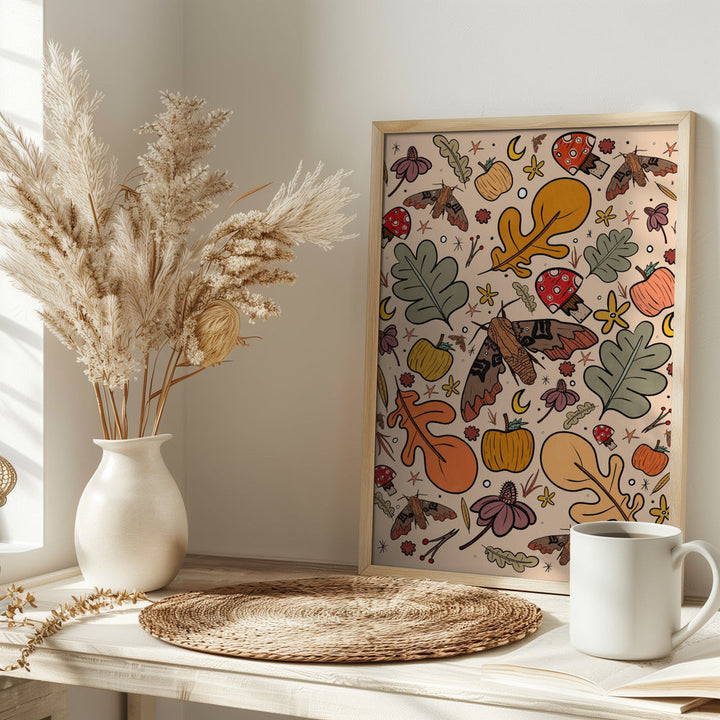 The Moths and Leaves - Stretched Canvas, Poster or Fine Art Print I Heart Wall Art