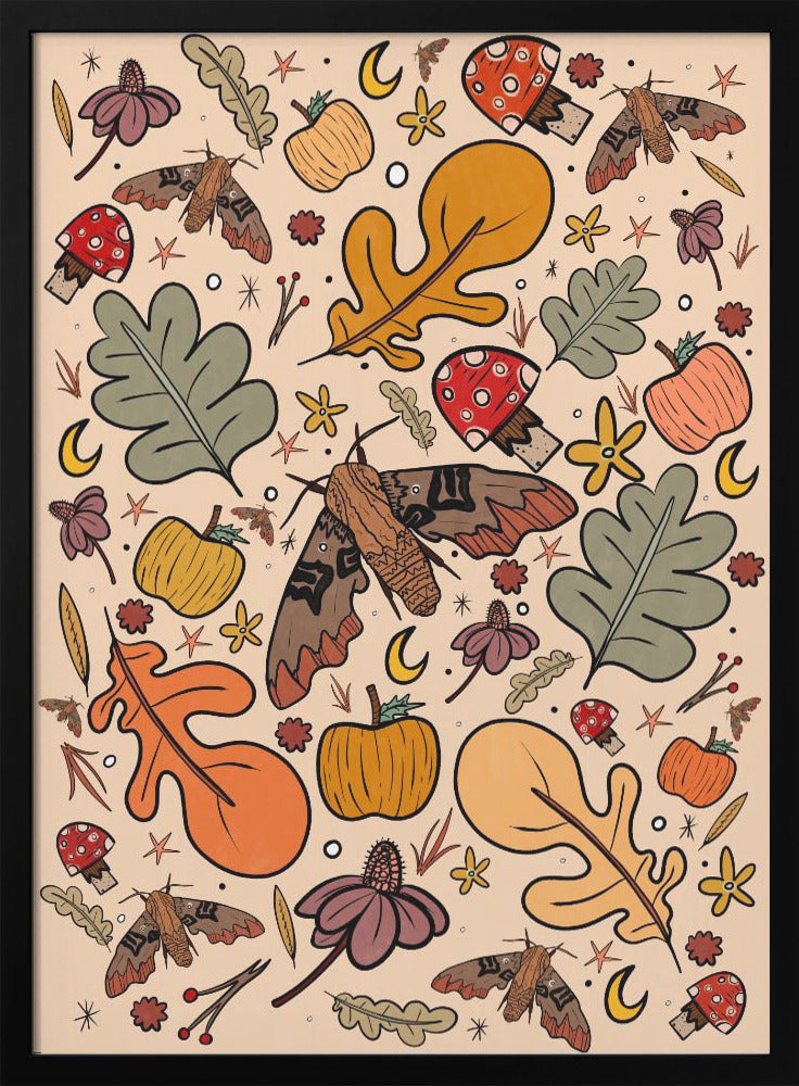 The Moths and Leaves - Stretched Canvas, Poster or Fine Art Print I Heart Wall Art