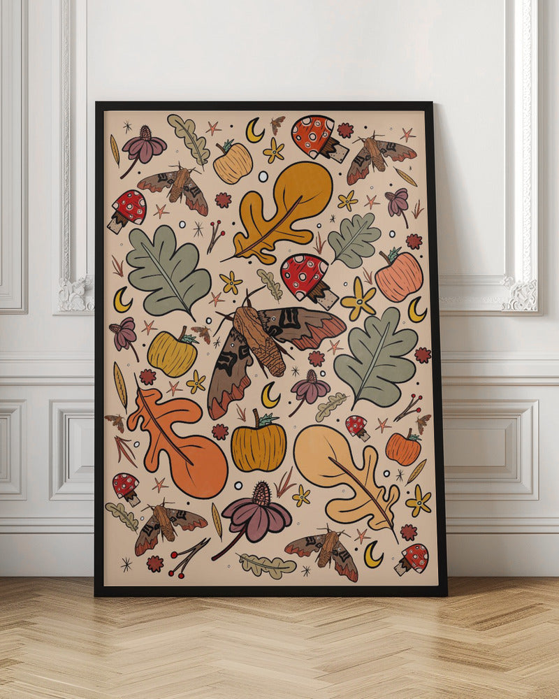 The Moths and Leaves - Stretched Canvas, Poster or Fine Art Print I Heart Wall Art