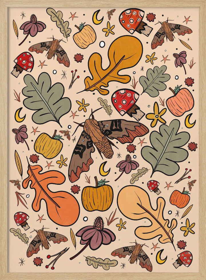 The Moths and Leaves - Stretched Canvas, Poster or Fine Art Print I Heart Wall Art