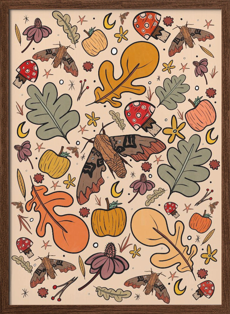 The Moths and Leaves - Stretched Canvas, Poster or Fine Art Print I Heart Wall Art