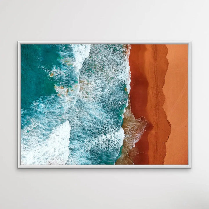 The Ocean From Above - Aerial Photographic Coastal Beach Print In Blue and Orange I Heart Wall Art Australia 