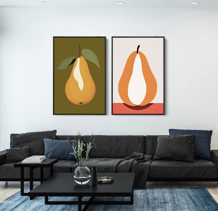 The Pair of Pears - Two Piece Set Still Life Fruit Art Prints - I Heart Wall Art - Poster Print, Canvas Print or Framed Art Print