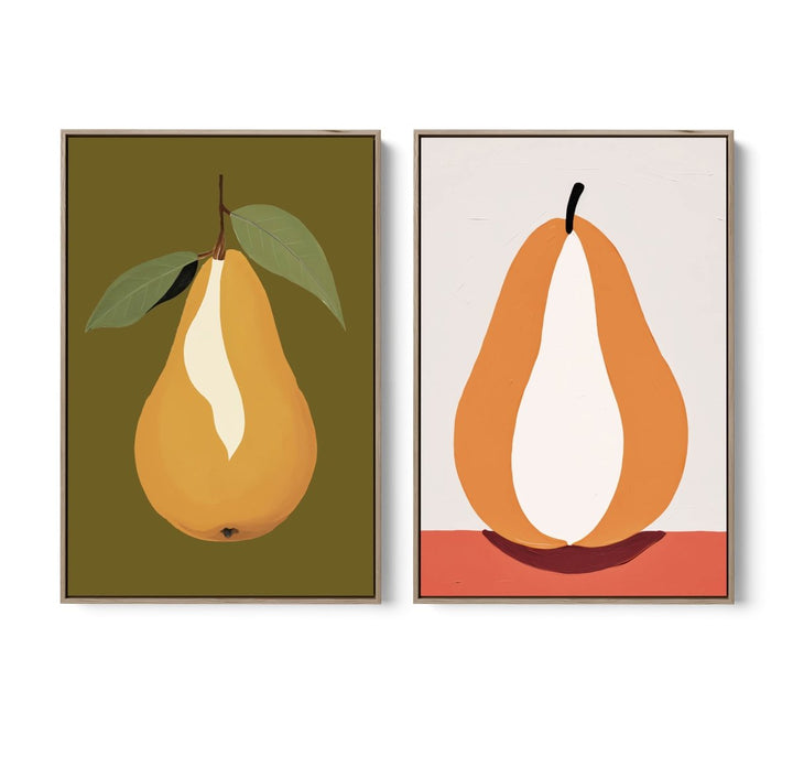 The Pair of Pears - Two Piece Set Still Life Fruit Art Prints - I Heart Wall Art - Poster Print, Canvas Print or Framed Art Print