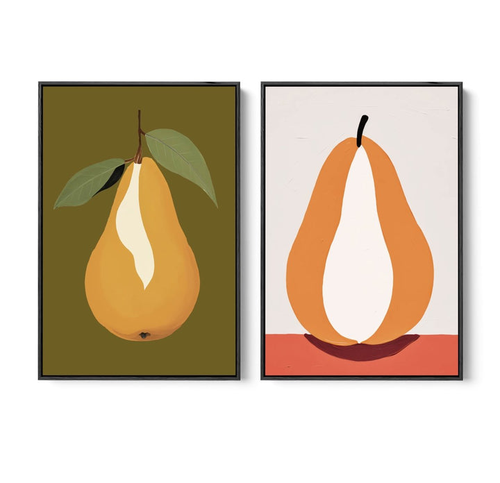 The Pair of Pears - Two Piece Set Still Life Fruit Art Prints - I Heart Wall Art - Poster Print, Canvas Print or Framed Art Print