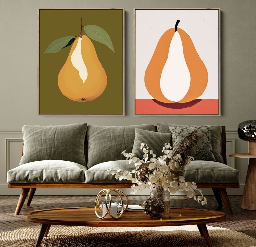 The Pair of Pears - Two Piece Set Still Life Fruit Art Prints - I Heart Wall Art - Poster Print, Canvas Print or Framed Art Print