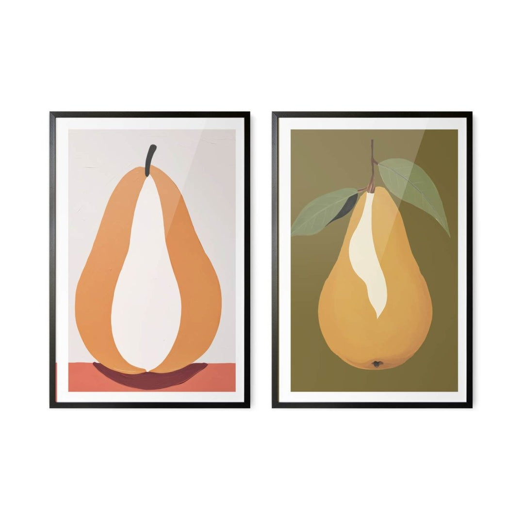 The Pair of Pears - Two Piece Set Still Life Fruit Art Prints - I Heart Wall Art - Poster Print, Canvas Print or Framed Art Print