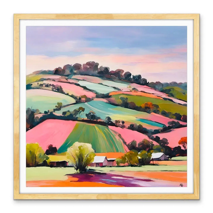 The Sheds - Colourful Australian Country Landscape Stretched Canvas Canvas Print or Framed Art Print I Heart Wall Art Australia 