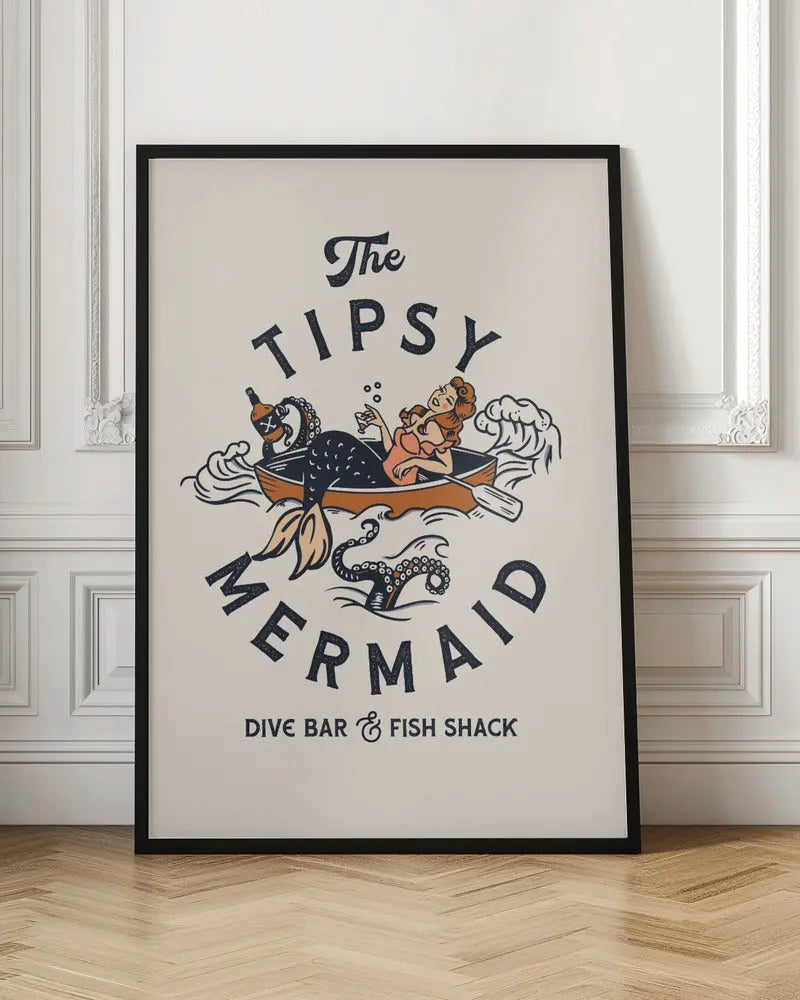 The Tipsy Mermaid Dive Bar &amp;amp; Fish Shack Mermaid - Stretched Canvas, Poster or Fine Art Print I Heart Wall Art