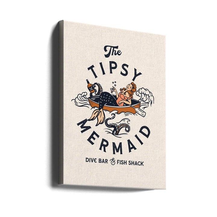 The Tipsy Mermaid Dive Bar &amp;amp; Fish Shack Mermaid - Stretched Canvas, Poster or Fine Art Print I Heart Wall Art