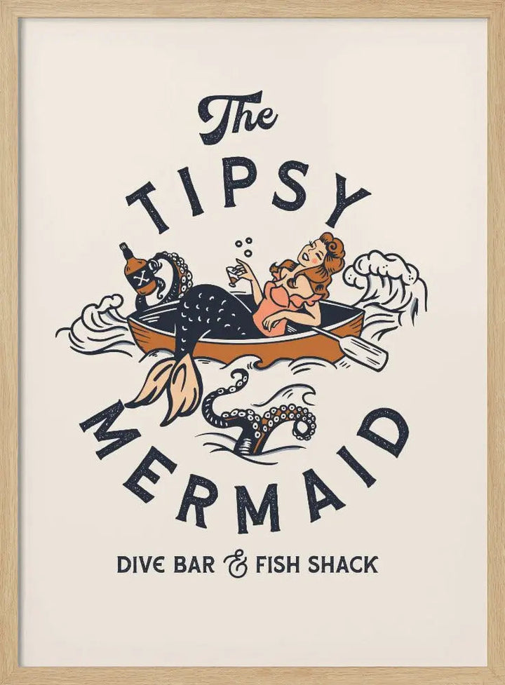 The Tipsy Mermaid Dive Bar &amp;amp; Fish Shack Mermaid - Stretched Canvas, Poster or Fine Art Print I Heart Wall Art