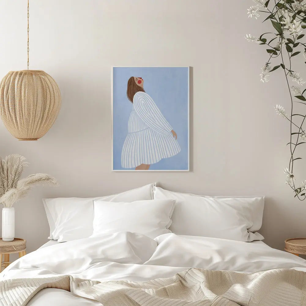 The Woman With the Blue Stripes - Stretched Canvas, Poster or Fine Art Print I Heart Wall Art