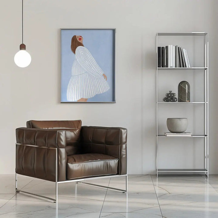 The Woman With the Blue Stripes - Stretched Canvas, Poster or Fine Art Print I Heart Wall Art