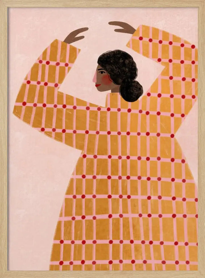 The Woman With the Checked Dress - Stretched Canvas, Poster or Fine Art Print I Heart Wall Art