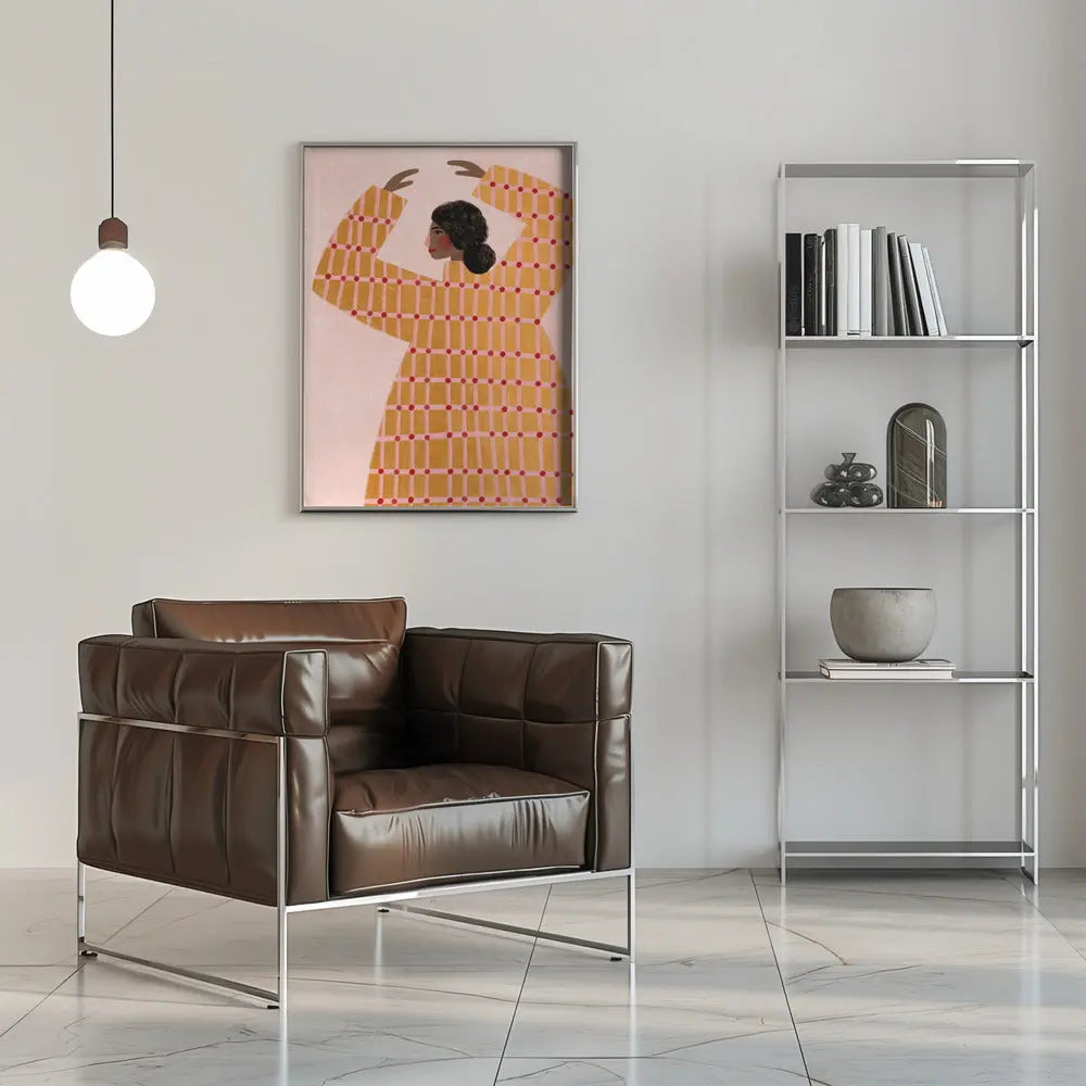 The Woman With the Checked Dress - Stretched Canvas, Poster or Fine Art Print I Heart Wall Art