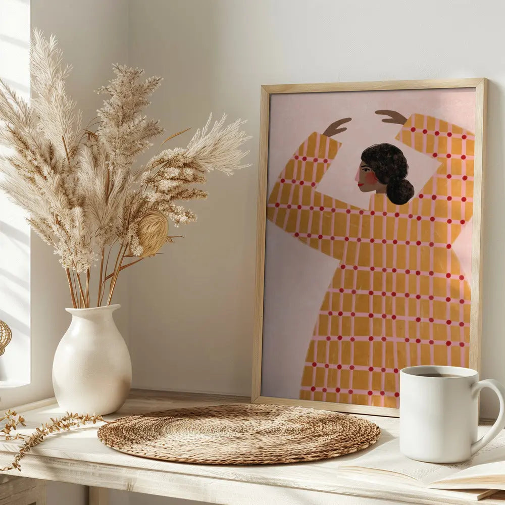 The Woman With the Checked Dress - Stretched Canvas, Poster or Fine Art Print I Heart Wall Art