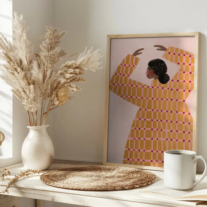 The Woman With the Checked Dress - Stretched Canvas, Poster or Fine Art Print I Heart Wall Art
