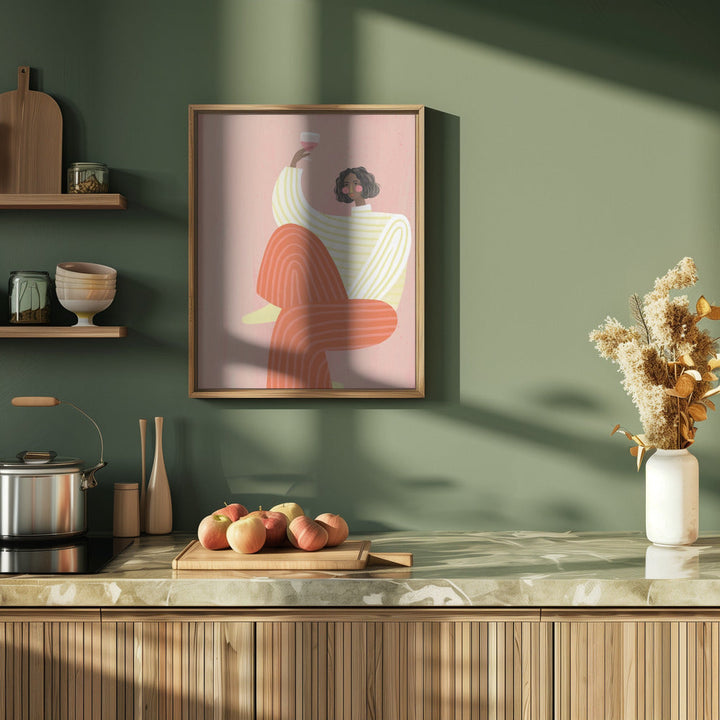The Woman with the glass of wine - Stretched Canvas, Poster or Fine Art Print I Heart Wall Art