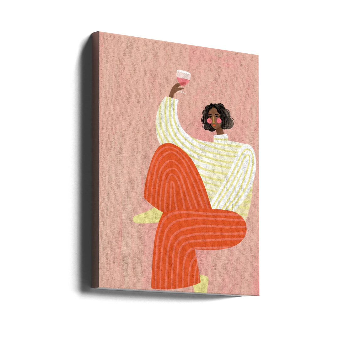 The Woman with the glass of wine - Stretched Canvas, Poster or Fine Art Print I Heart Wall Art
