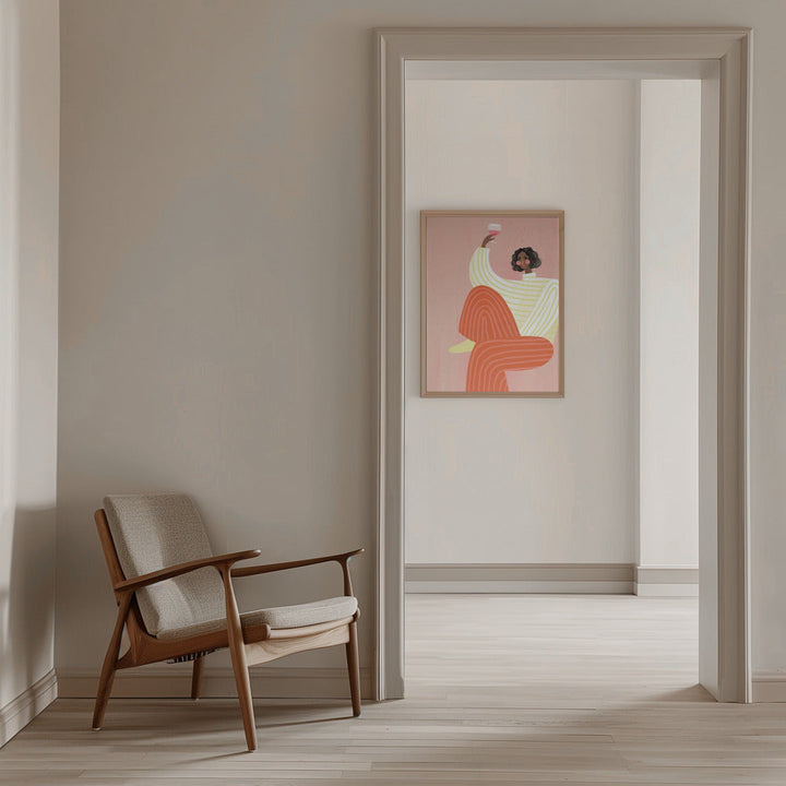 The Woman with the glass of wine - Stretched Canvas, Poster or Fine Art Print I Heart Wall Art
