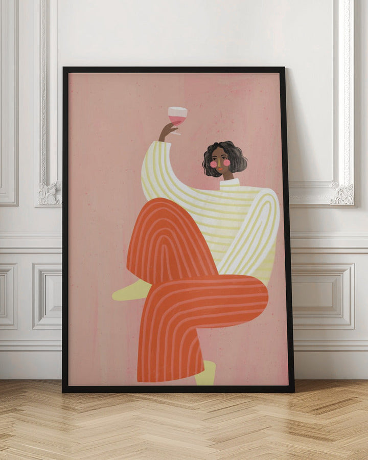 The Woman with the glass of wine - Stretched Canvas, Poster or Fine Art Print I Heart Wall Art