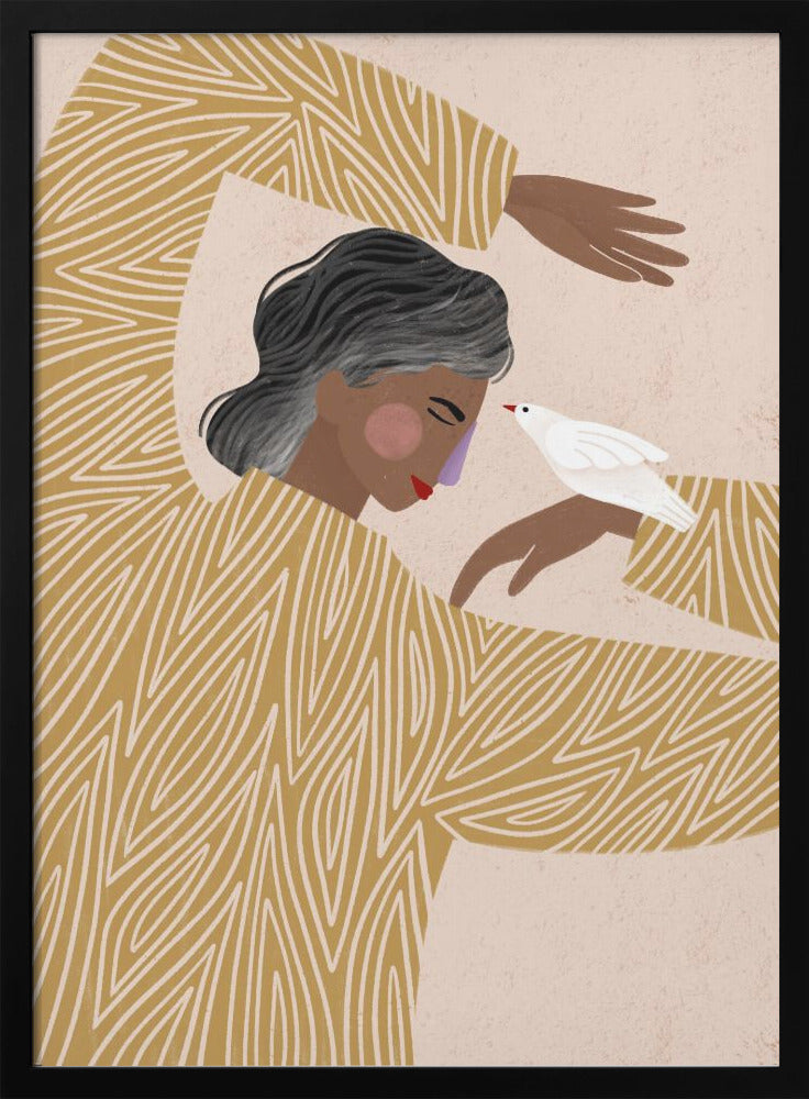 The Woman With He Bird - Stretched Canvas, Poster or Fine Art Print I Heart Wall Art