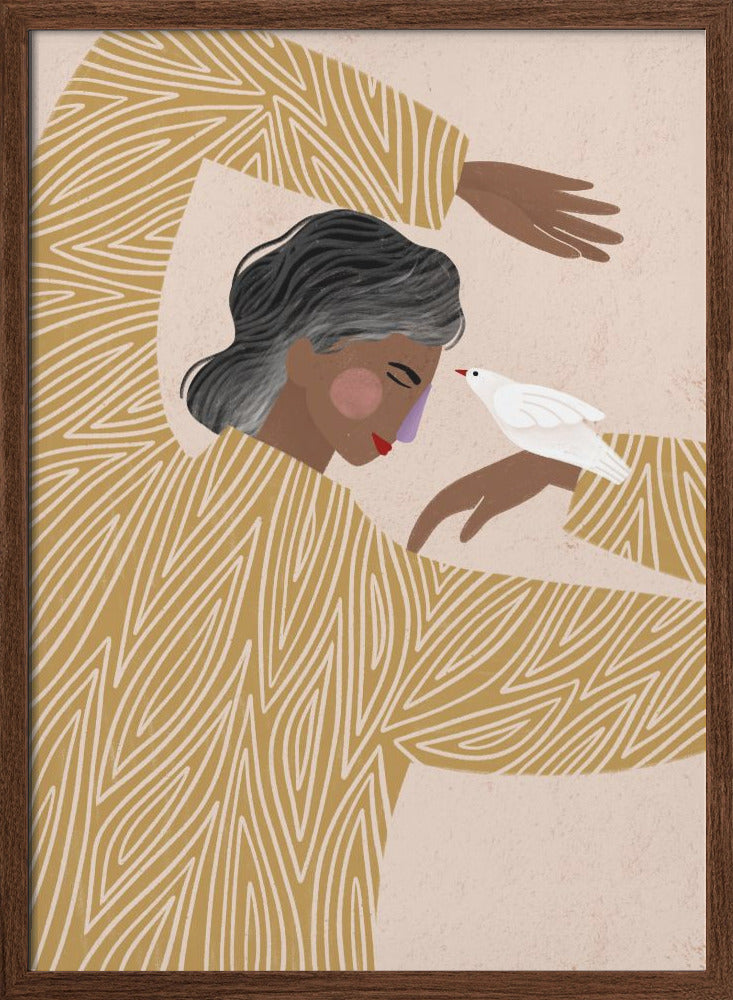 The Woman With He Bird - Stretched Canvas, Poster or Fine Art Print I Heart Wall Art