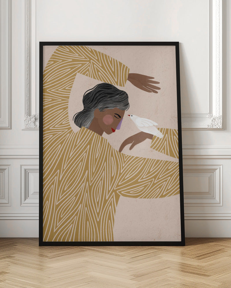 The Woman With He Bird - Stretched Canvas, Poster or Fine Art Print I Heart Wall Art