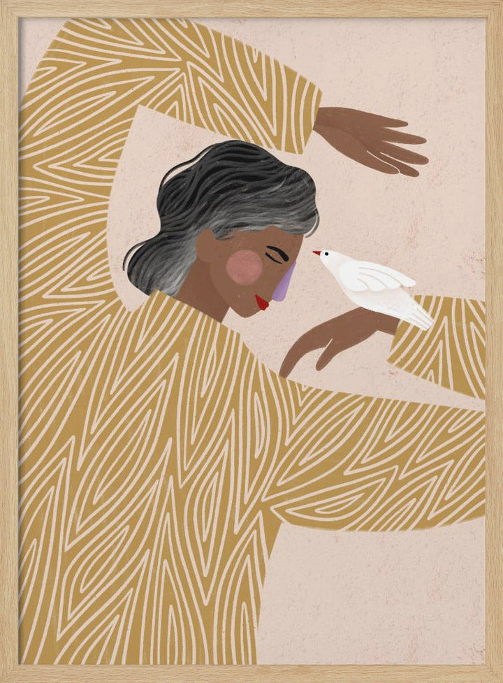 The Woman With He Bird - Stretched Canvas, Poster or Fine Art Print I Heart Wall Art