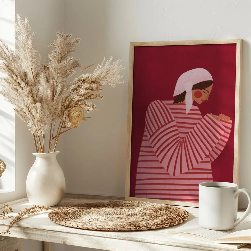 The Woman With the Red Stripes - Stretched Canvas, Poster or Fine Art Print I Heart Wall Art