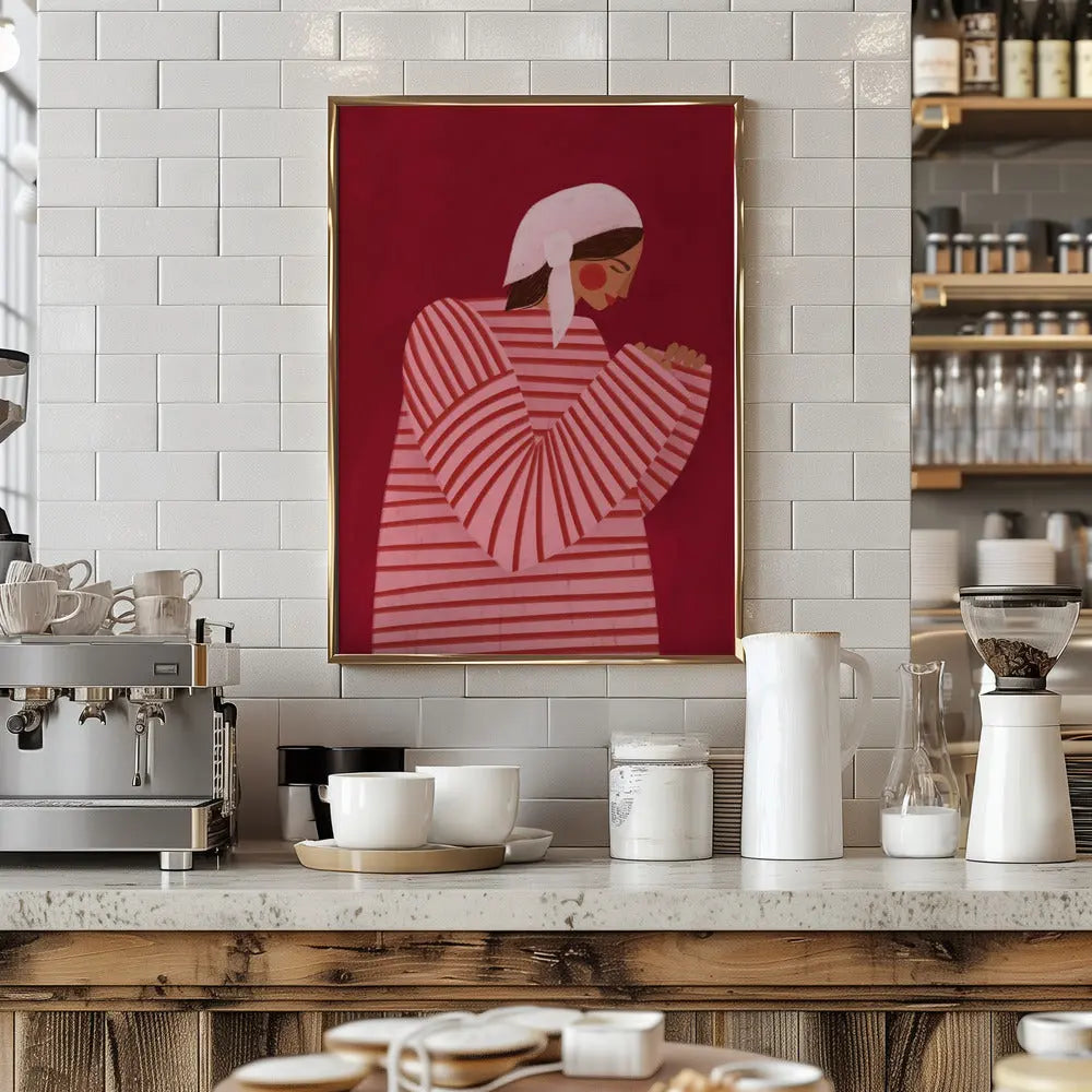 The Woman With the Red Stripes - Stretched Canvas, Poster or Fine Art Print I Heart Wall Art