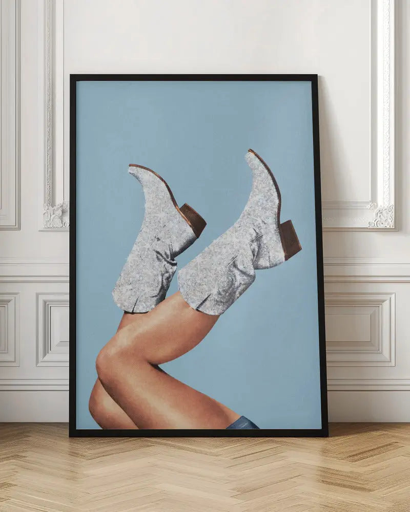 These Boots   Glitter Blue II - Stretched Canvas, Poster or Fine Art Print I Heart Wall Art