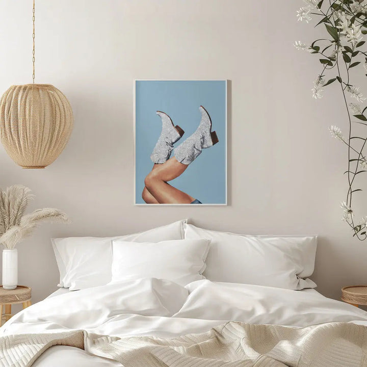 These Boots   Glitter Blue II - Stretched Canvas, Poster or Fine Art Print I Heart Wall Art