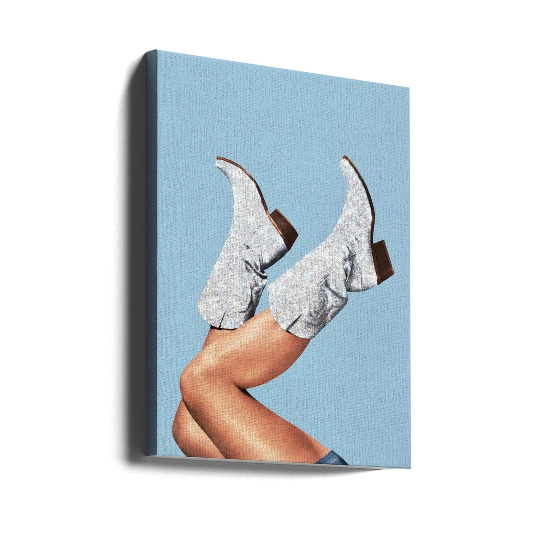 These Boots   Glitter Blue II - Stretched Canvas, Poster or Fine Art Print I Heart Wall Art