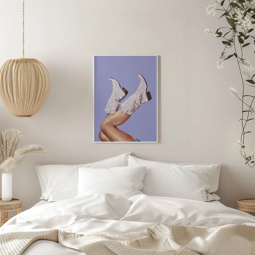 These Boots - Glitter Very Peri Periwinkle - Stretched Canvas, Poster or Fine Art Print I Heart Wall Art