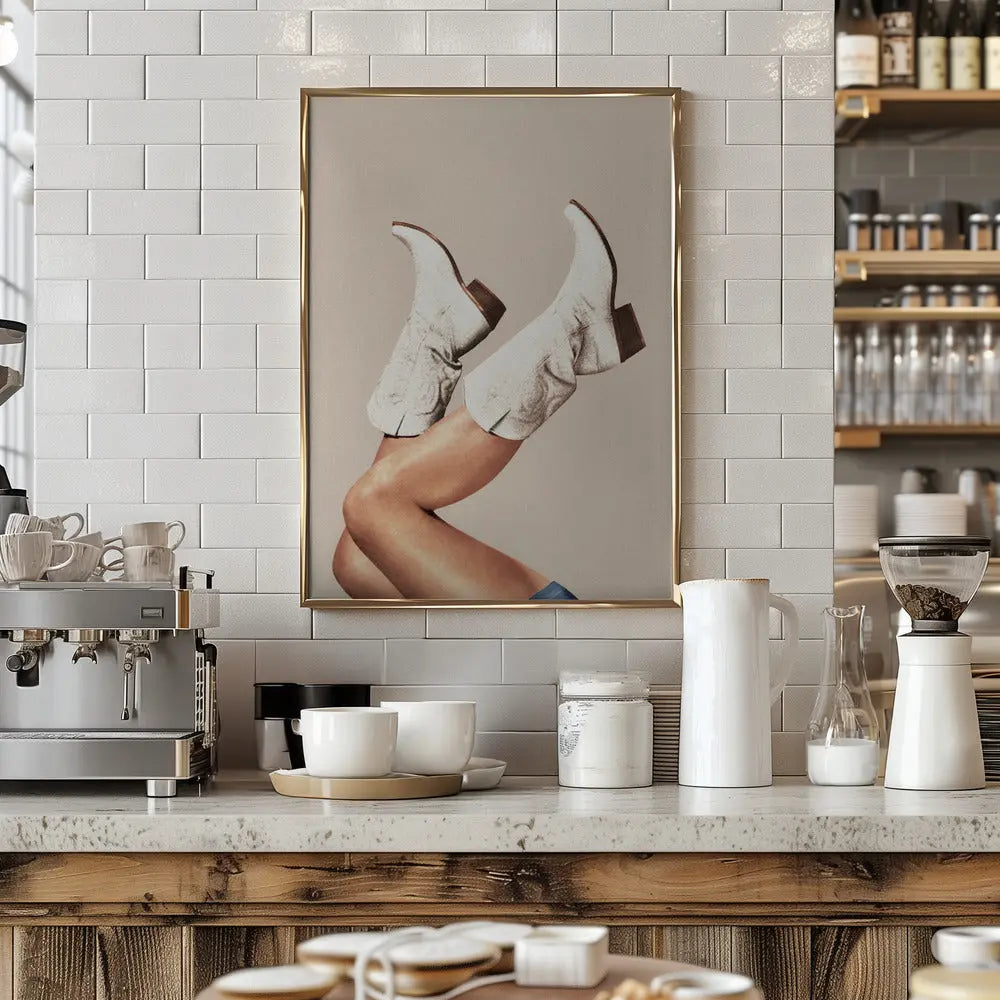 These Boots - Neutral / Beige - Stretched Canvas, Poster or Fine Art Print I Heart Wall Art
