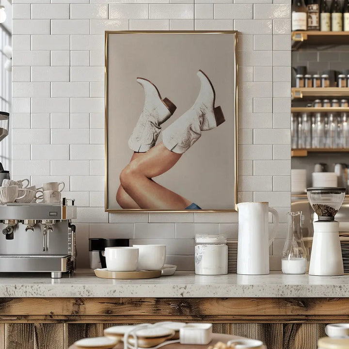 These Boots - Neutral / Beige - Stretched Canvas, Poster or Fine Art Print I Heart Wall Art