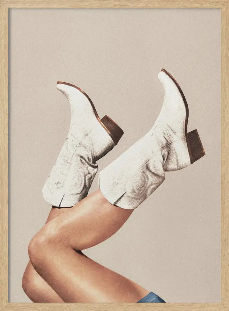 These Boots - Neutral / Beige - Stretched Canvas, Poster or Fine Art Print I Heart Wall Art