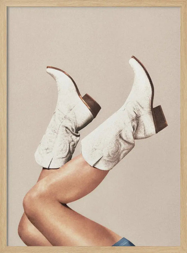 These Boots - Neutral / Beige - Stretched Canvas, Poster or Fine Art Print I Heart Wall Art